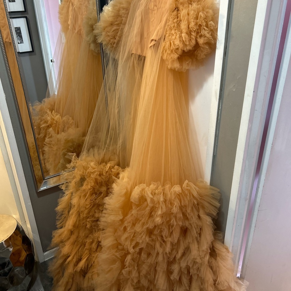 Goddess Gold Tulle Robe Dress